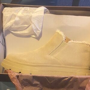 Franco Sarto Cream Ankle Boots